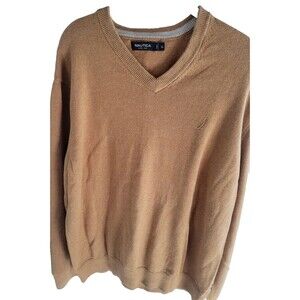 Men's XL Nautica Sweater Mustard Yellow Long Sleeve V-neck Sweater